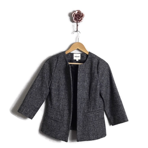 Silence + Noise Charcoal Gray Cropped Open Front Blazer Pockets Medium‎ - Picture 1 of 7